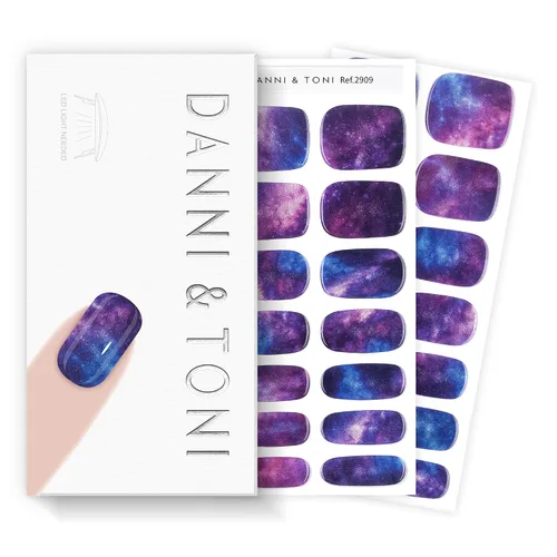 Miniatura 9 de DANNI & TONI Tiras de uñas de gel semicuradas, color rosa champán, ojos de gato, 28 calcomanías de regalo para mujer Aqua Ripple