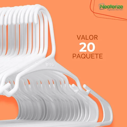 Miniatura 7 de NEATERIZE Ganchos para Ropa 20 Pack Blanco - Ganchos de Plástico - Ganchos Colgar Ropa