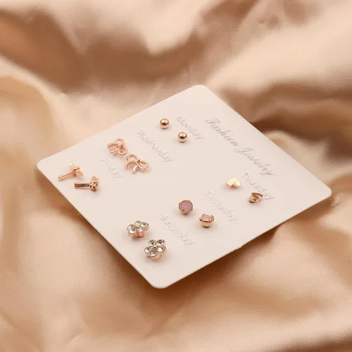 Miniatura 4 de Juego de 6 pares de aretes pequeños para mujer, hipoalergénicos, a la moda, múltiples aretes tipo dormilona