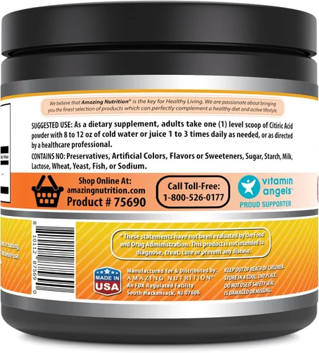 Miniatura 3 de Amazing Formulas Suplemento en polvo de ácido cítrico, 0.04 onzas, sin sabor, sin OMG, sin gluten, fabricado en Estados Unidos (1 paquete, 1 libra)