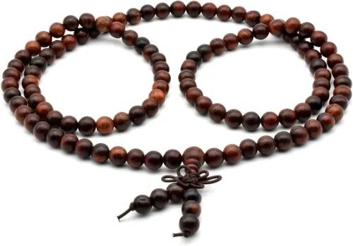Miniatura 4 de Zen Dear Brazalete y collar de meditación Mala, para cultura budista y oración busita, cuentas de Buddha, unisex, palisandro natural