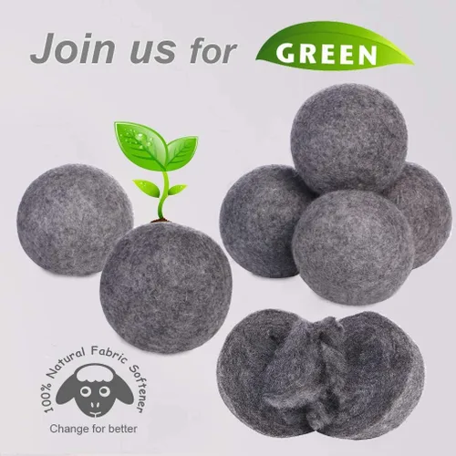 Miniatura 5 de Budieggs Bolas secadoras de lana gris oscuro XL, paquete de 6, suavizante de tela 100% orgánico de Nueva Zelanda para más de 1000 cargas, seguras