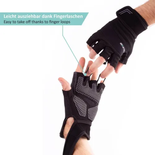 Miniatura 3 de PULLUP & DIP Guantes de entrenamiento para levantamiento de pesas, guantes de fitness con vendaje de muñeca para hombres y mujeres, guantes