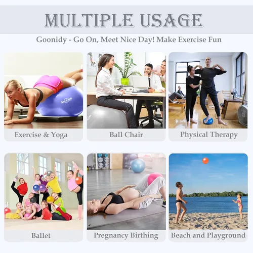 Miniatura 4 de Pelota de ejercicio suave, silla de yoga de pilates antiestallido, soporta 2200 libras, equipo de entrenamiento con bomba para mujeres embarazo