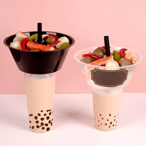 Miniatura 7 de Hemoton 5 juegos de recipientes reutilizables para aperitivos con vaso y cuenco para aperitivos combinados para papas fritas y bebidas, combinación