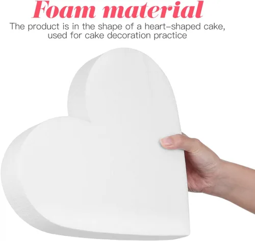 Miniatura 3 de Abaodam Maniquí de pastel de corazón de espuma de corazón, modelo de práctica de horneado de 12 pulgadas para el día de San Valentín, boda
