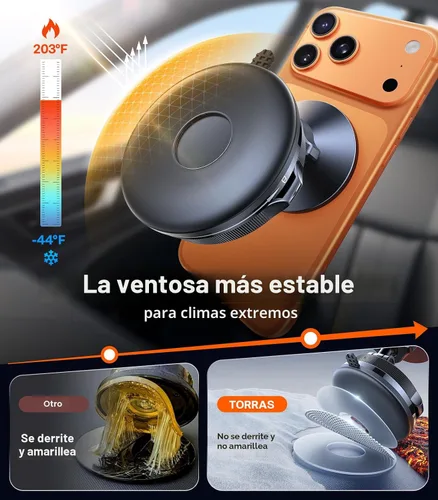 Miniatura 4 de TORRAS 2026 Vacuum para Montura de Coche Magsafe【98+LBS de Sujeción Más Fuerte y Imán Ultra】Soporte Magnético para Teléfono para Tu Coche, Montura
