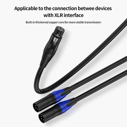 Miniatura 6 de Cable divisor XLR en Y, 2 hembra a 1 macho, cable de conexión XLR para micrófono equilibrado izquierdo y derecho, doble hembra a macho individual