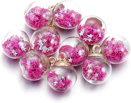Miniatura 14 de 10 unids/lote de 0.630 in transparente bola de cristal encantos estrella lentejuelas colgantes para DIY pendientes collar joyería fabricación