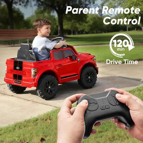 Miniatura 4 de Hikiddo Ford Shelby F-150 - Camión con licencia para niños, automóvil eléctrico de 12 V para niños de 3 a 6 años con control remoto, color rojo