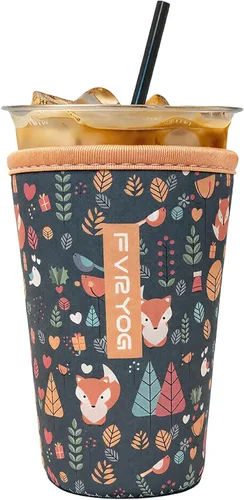 Miniatura 117 de Fundas de neopreno reutilizables aisladas para café helado, fundas para tazas de café helado, fundas para bebidas heladas y calientes