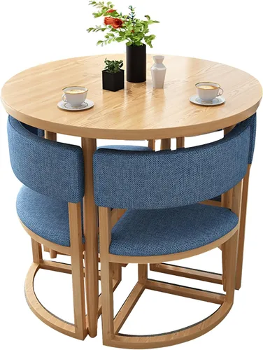 Miniatura 11 de Mesa de cocina y sillas para 4, juego de mesa redonda de comedor para 4, negociación de conferencias pequeñas, 1 mesa y 4 sillas, mesas de café
