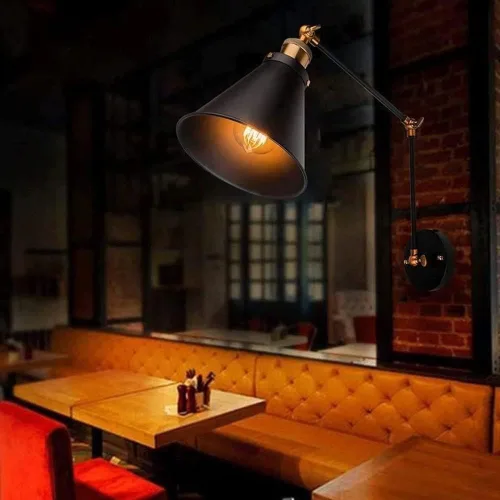 Miniatura 3 de Lámpara de pared plegable con brazo oscilante ajustable, aplique de pared de metal retro industrial para interiores, casa de campo, lámpara de pared