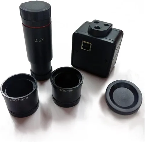 ZTBH Kit de accesorios para microscopio Cámara USB de 5MP 0.5X Adaptador de lente de montaje en C para diapositivas de microscopio trinocular