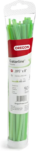 Oregon 19-041 Gatorline Línea de recortadora cuadrada precortada de 0.095 pulgadas de diámetro x 8 pulgadas de largo, 50 piezas por tubo