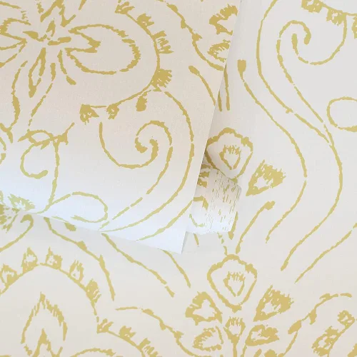 Miniatura 7 de Tempaper Yellow Pacific Wave Damask - Papel tapiz removible para despegar y pegar, 20.5 pulgadas x 16.5 pies, fabricado en los Estados Unidos