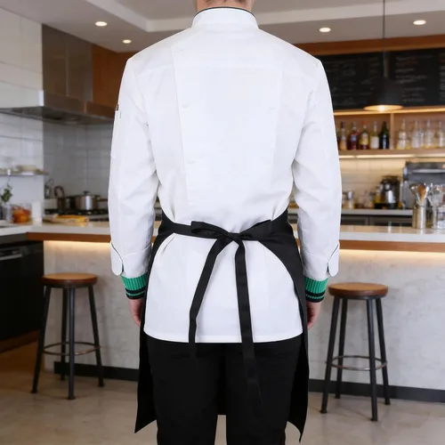 Miniatura 7 de Xthrotsenk Delantal con bolsillo para cocinero, delantal de bistró negro para servidores, unisex, para restaurante, bistró, cocina, delantales