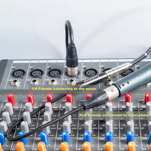 Miniatura 5 de Cable XLR hembra a hembra de 1/4 de pulgada, cable de audio hembra de 3 pines a enchufe de 0.250 in, conector XLR Jack a TS/TRS adaptador de cuarto