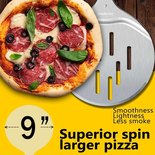 Miniatura 5 de Pizza Peel & Turner, espátula para pizza de 9 pulgadas con mango extensible (26-36 pulgadas de longitud)