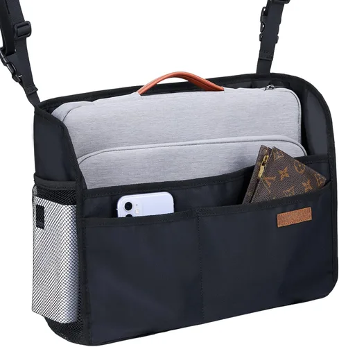 Miniatura 8 de WLLWOO WLLWOO Soporte de red para bolso de mano entre los asientos, organizador de almacenamiento trasero para consola, barrera de almacenamiento
