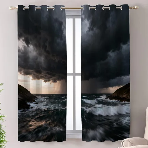 Miniatura 82 de Shrahala Abstract Pattern Geometric Blackout Window Curtains, Concentric Squares Thermal Insulated Curtains Grommet Long Drapes for Bedroom,Living