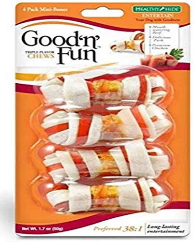 Miniatura 13 de Good'N'Fun - Mini masticables de cuero crudo de triple sabor, 25
