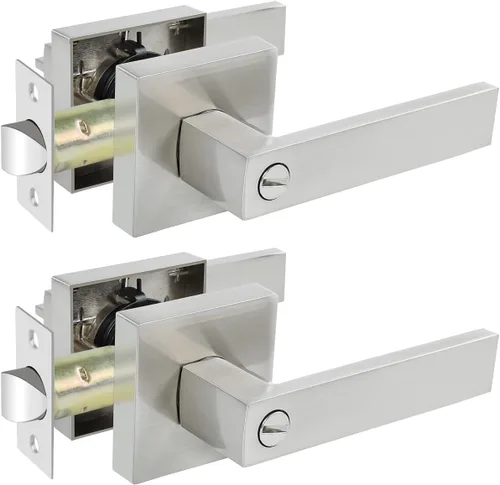 Miniatura 12 de KAMOTA Palancas de puerta de privacidad, 1 paquete de manijas de puerta de color negro mate, cerraduras de puerta de cama y baño, cerraduras