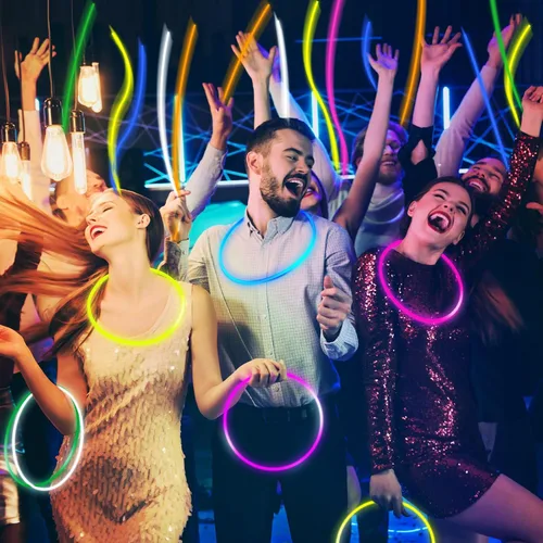 Miniatura 6 de Deekin Collares luminosos de 22 pulgadas con barras luminosas a granel con conectores, collar de neón que brilla en la oscuridad para Halloween