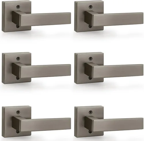 Miniatura 73 de Probrico Paquete de 4 manijas de puerta simuladas en negro mate, manijas interiores que no giran, manijas reversibles resistentes para interiores