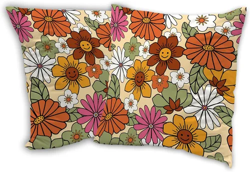 Juego de 2 fundas de almohada decorativas retro de los años 70 de 18 x 18 pulgadas, fundas de almohada decorativas coloridas para el hogar, sala de