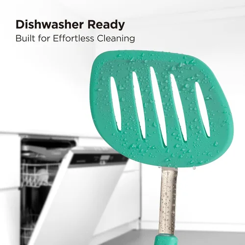 Miniatura 6 de Kitchen Mama WaltzGrip - Espátula de silicona platino para panqueques: resistente al calor, flexible, núcleo de acero inoxidable, antiadherente