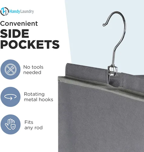 Miniatura 6 de Handy Laundry Organizador colgante para armario, 6 estantes para ropa, suéteres, zapatos y accesorios, estantes de armario que ahorran espacio