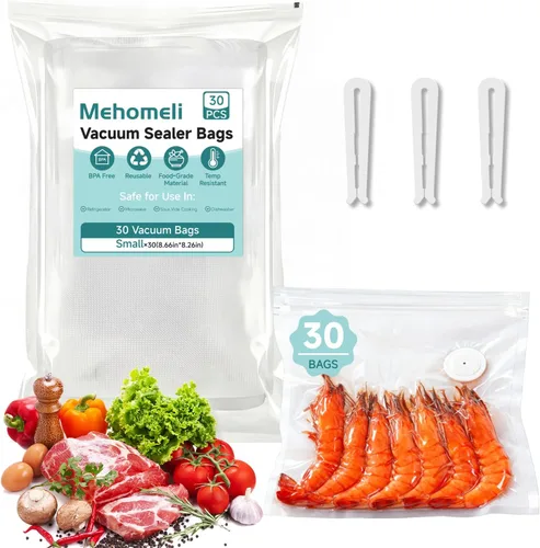 Miniatura 11 de Mehomeli Sellador al vacío compacto para alimentos (máquina selladora al vacío + 20 bolsas de vacío reutilizables), potente máquina selladora al