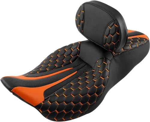 Miniatura 34 de Asiento de conductor, pasajero y piloto - SLMOTO Asiento de motocicleta de una pieza para 2 personas, compatible con Harley Touring Road King CVO