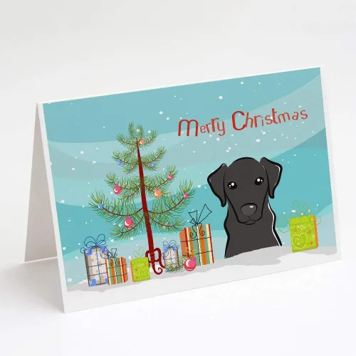 Miniatura 29 de Caroline's Treasures BB1616GCA7P - Tarjetas de felicitación y sobres de árbol de Navidad y sabueso afgano, paquete de 8 tarjetas en blanco