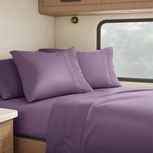 Miniatura 112 de Clara Clark - Juego de sábanas King con Flex Top, 6 piezas - Sábanas de lujo para cama King con cabeza dividida, juego de cama súper suave, King