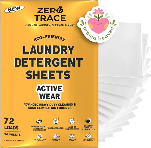Miniatura 9 de Zero Trace Hojas de detergente para ropa totalmente natural, ecológicas, jabón de lavandería, detergente para ropa activa de viaje