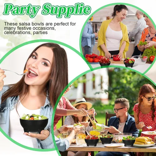 Miniatura 4 de Maxcheck 12 piezas de cuencos de salsa para fiesta de 4.5" de diámetro, cuencos de salsa mexicanos de plástico para guacamole, lindos chips y plato