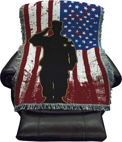 Miniatura 19 de Pure Country Weavers Stand for The Flag Kneel for The Cross - Manta patriótica religiosa tejida de algodón, fabricada en los Estados Unidos
