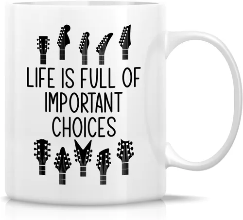 Miniatura 16 de Retreez - Taza divertida con texto en inglés "Without Music Life Would B Flat Musician", 325 ml, tazas de café de cerámica, divertidas, sarcásticas