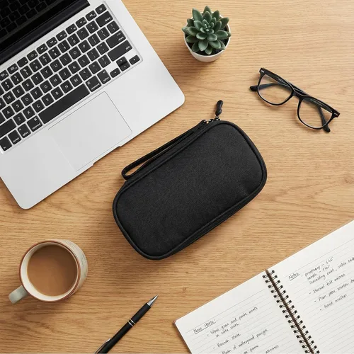 Miniatura 3 de Bolsa de viaje para electrónica de viaje, bolsa organizadora de accesorios electrónicos negros, bolsa organizadora de cables de viaje para cable