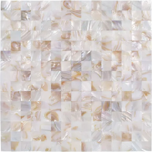 Miniatura 6 de 1 - Hoja de Azulejos de Conchas de Perla para Despegar y Pegar, Azulejos Autoadhesivos para Pared para Cocina, Baño, Dormitorio en Blanco Natural