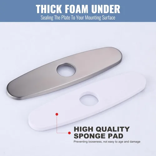 Miniatura 6 de WOWOW Placa de grifo, cubierta de fregadero de cocina, placa de acero inoxidable para 1 o 3 agujeros, baño o cocina, grifo mezclador, 10 pulgadas