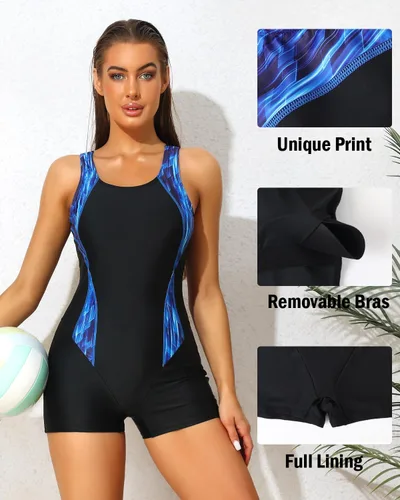 Miniatura 5 de beautyin Traje de baño deportivo de una pieza con espalda cruzada para mujer