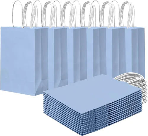 Miniatura 15 de qiqee 24 bolsas de regalo pequeñas con asas a granel de 8.3 x 6 x 3 pulgadas, bolsas de regalo amarillas brillantes, múltiples usos (tamaño pequeño)