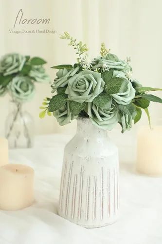 Miniatura 3 de Floroom Flores artificiales de espuma, aspecto real, con tallos, para manualidades, ramos de boda, centros de mesa, despedida de soltera, fiesta, 25