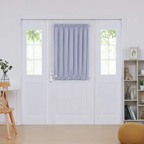 Miniatura 104 de Deconovo Cortinas opacas para puerta, bolsillo para cortinero y cortinas de bloqueo con aislamiento térmico para dormitorio, 137.16 x 189.2 cm, azul