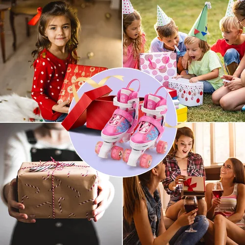 Miniatura 6 de Gonex Patines de ruedas para niñas, niños y mujeres con todas las ruedas iluminadas, patines ajustables para principiantes, niños pequeños y rosa
