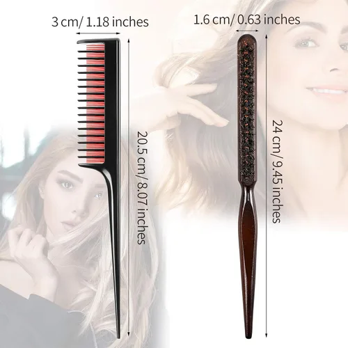 Miniatura 2 de Patelai Juego de 3 piezas de peines para cardado de cabello incluye 2 peines triples de nylon y cepillos de cerdas de jabalí para mujeres, peinado