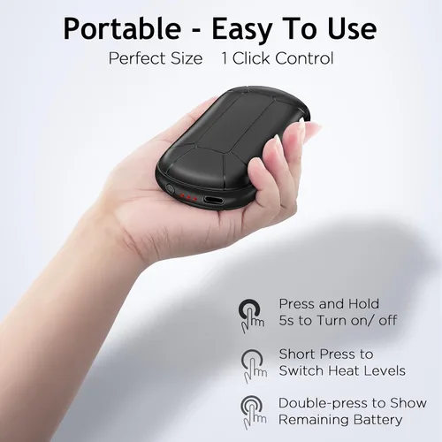 Miniatura 3 de Hand Warmers Rechargeable, Portable Electric Hand Warmer, Double-Sided Heating USB Pocket Heater Therapy Great for Raynauds, Hunting, Golf, Camping